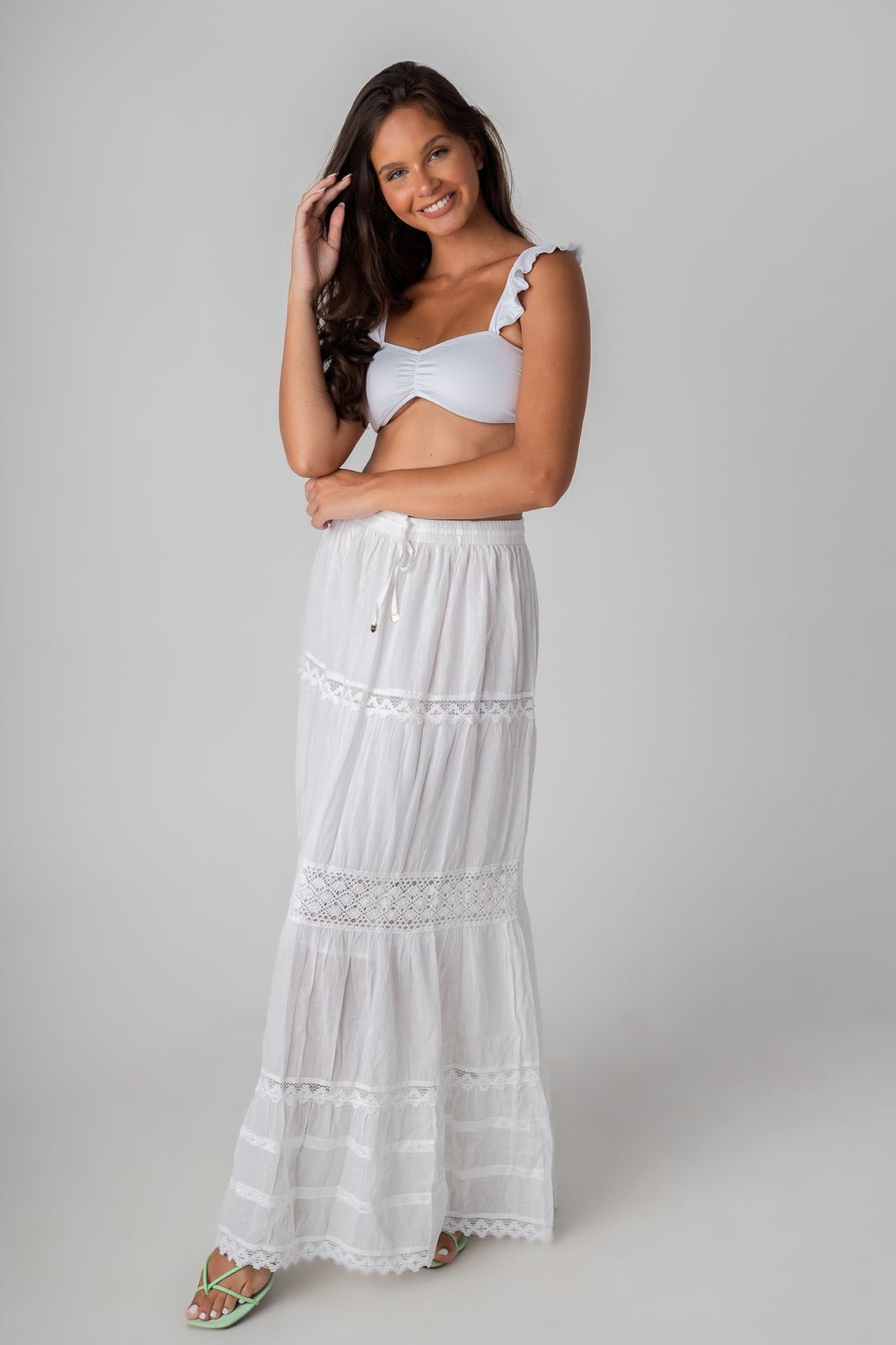 White lace 2024 maxi skirt